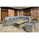 image 2 of 6 Seater Garden Furniture Set - 7 Piece Deluxe Modular Corner Dining / Lounging Set 2 Piece - Sofa Set + Height Adjustable Table