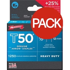 Arrow T50 Staples (Pack Of 1250) - Silver - 12mm