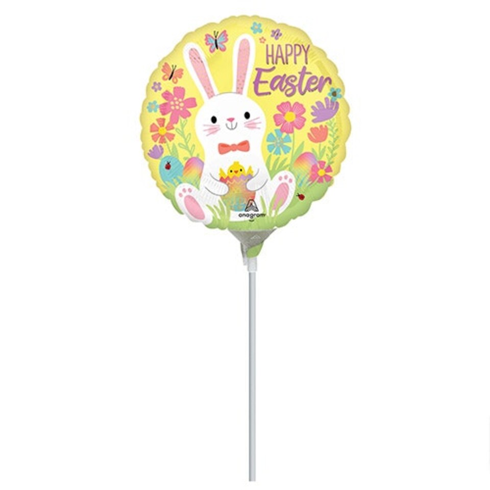 Happy Easter Bunny Rabbit Yellow Mini Air Fill Foil Balloon 23cm / 9 in Yellow