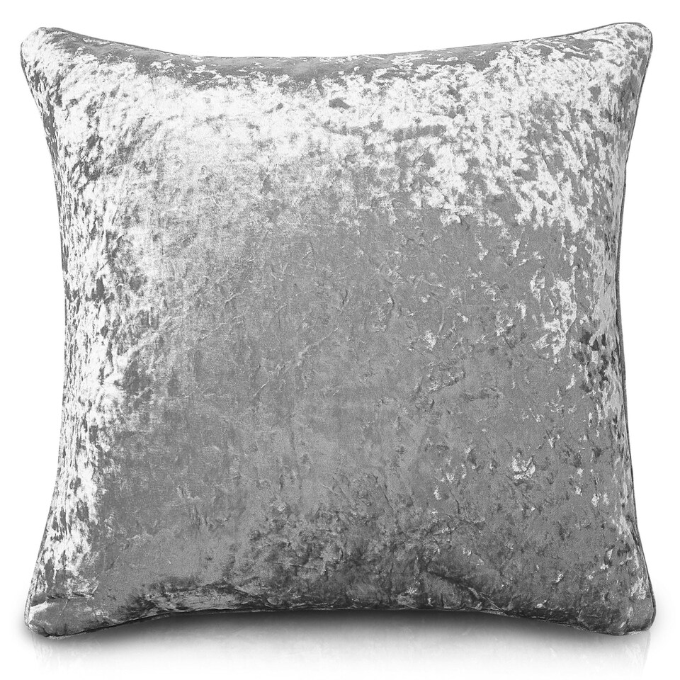 image 1 of Luxury Crushed Velvet Plain Scatter Cushion - 43cm x 43cm Grey | Silver