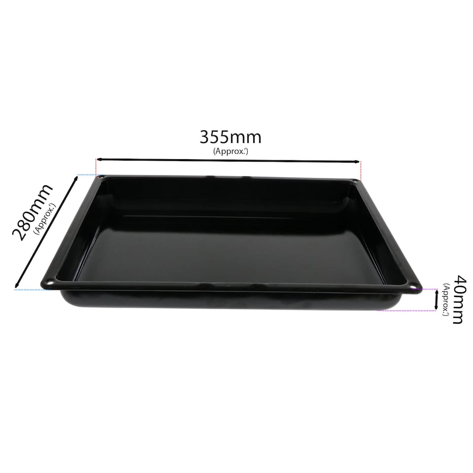 image 1 of SPARES2GO Small Baking Roasting Tray Grill Pan for Oven Cooker (355mm x 280mm)