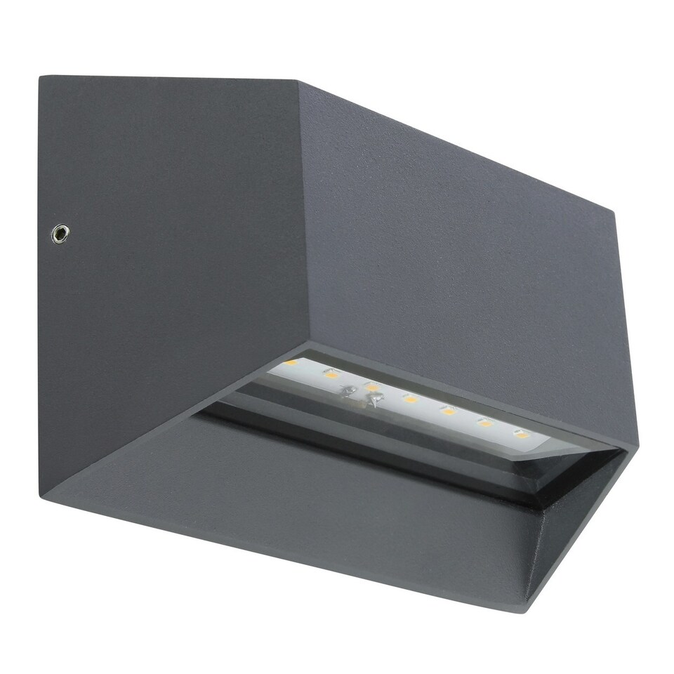 image 1 of Honna Outdoor Up Down Wall Lamp Anthracite IP54 Clear Glass Shade LED 3000K