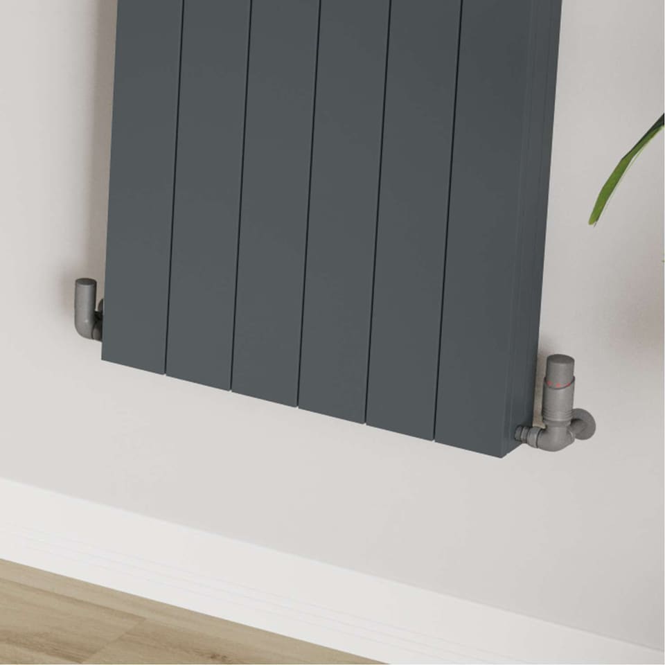image 1 of Talus Bold - Natural Pewter Thermostatic Radiator Valve & Installation Kit Corner 15mm