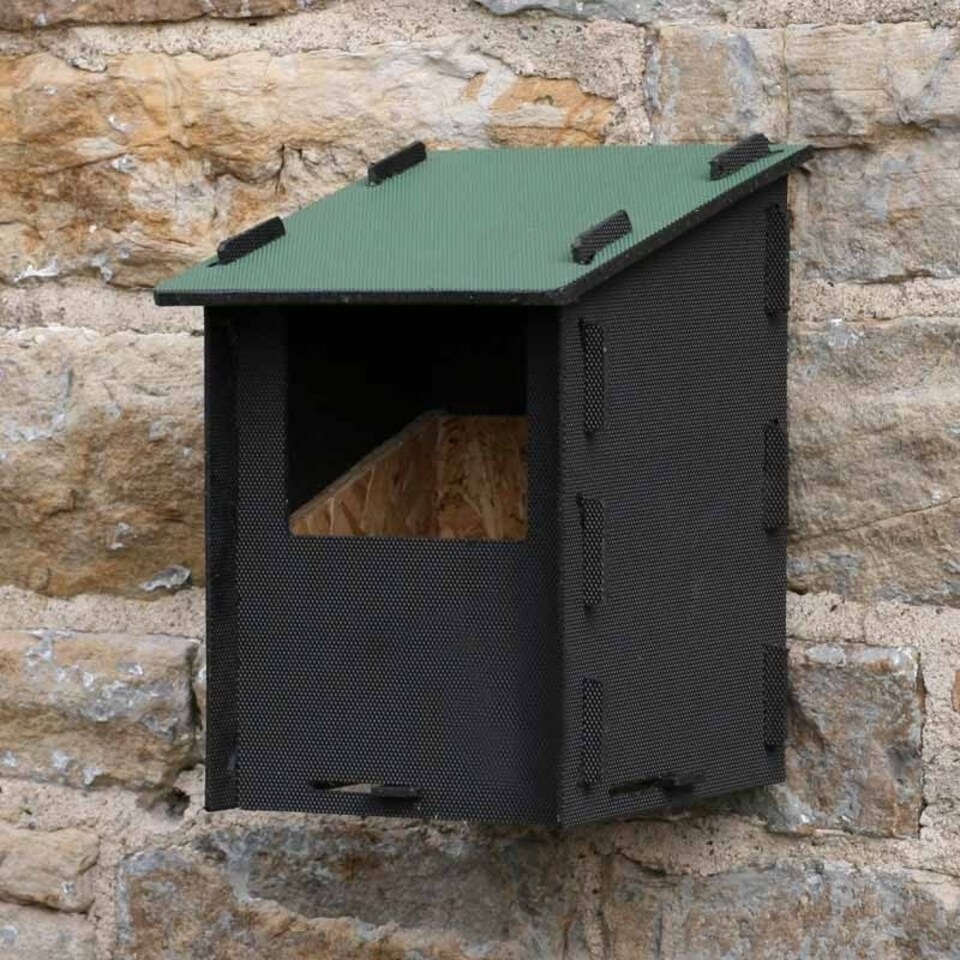 image 1 of Eco Robin Nest Box - Recycled LDPE Plastic/Wood - L17 x W17 x H26 cm Black | One Size
