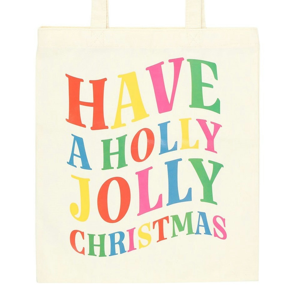 image 1 of Holly Jolly Christmas Tote Bag White