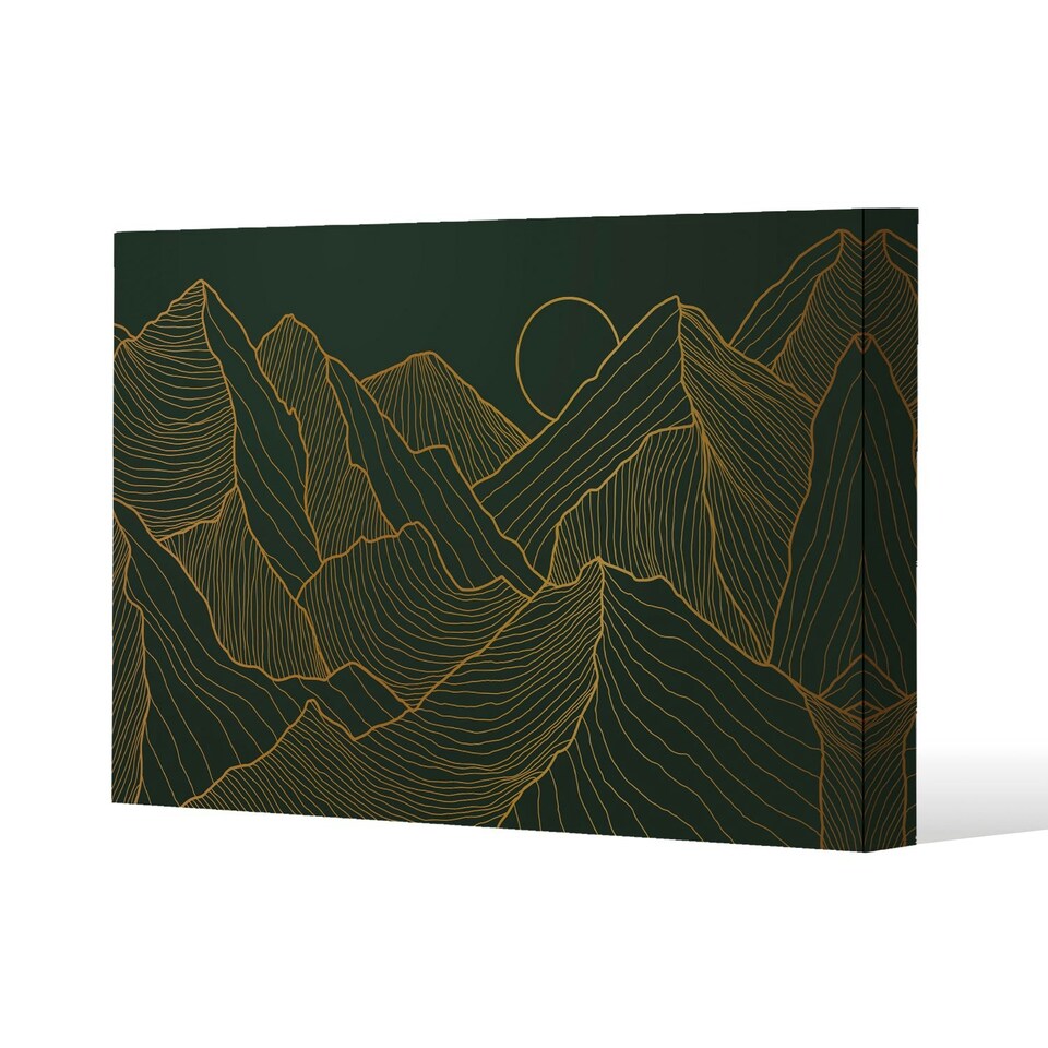 image 1 of Golden mountain line art (Canvas Print) 101 x 77 x 4cm