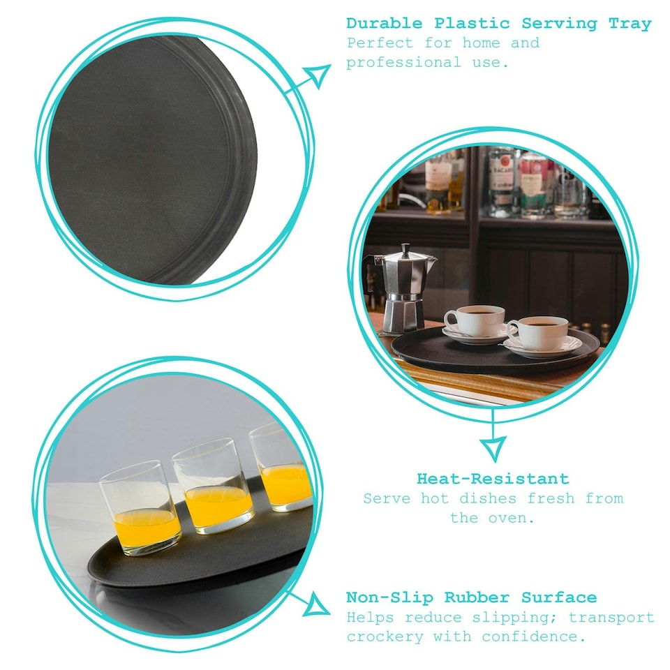 image 1 of Argon Tableware Oval Non-Slip Serving Tray - 63.5cm x 52cm - Black Black