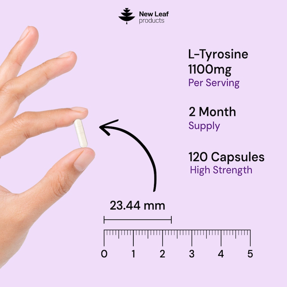 image 1 of New Leaf L-Tyrosine Capusles - 1100mg P/S - 120 Vegan Amino Acid Supplemenys