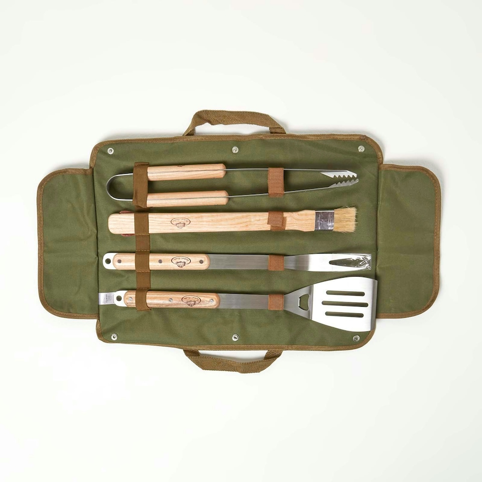 image 1 of Homescapes BBQ Tool Set in Foldable Storage Bag