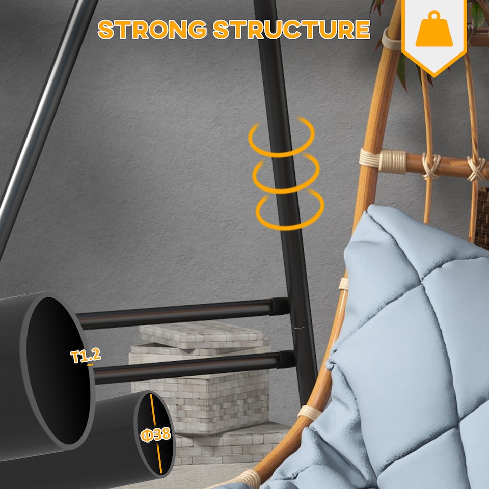 image 1 of Outsunny Hammock Chair Stand Metal Frame Hammock Stand Only, Black | Black