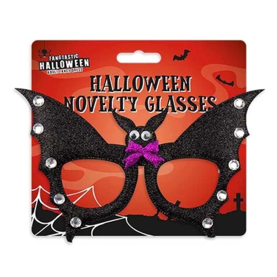 Halloween Bat Glitter Novelty Fancy Dress Glasses