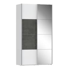 Olivia 120cm Sliding Wardrobe 1 Glass Door Braking System White