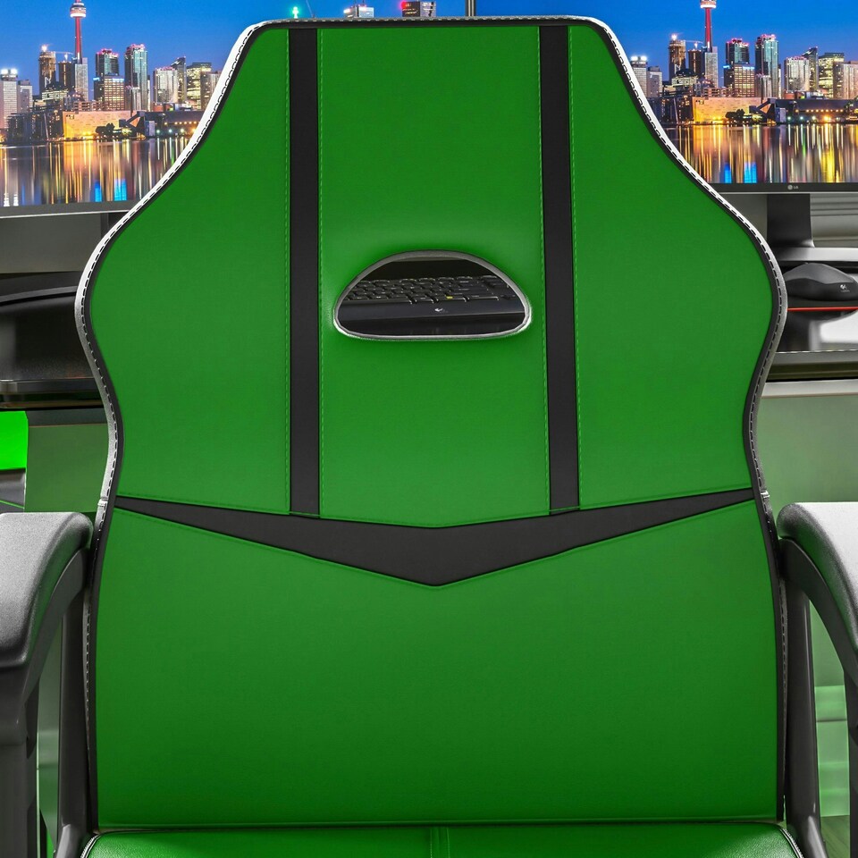 image 1 of Vida Designs Comet Racing Gaming Office Chair Computer Desk Table Chair, Green & Black