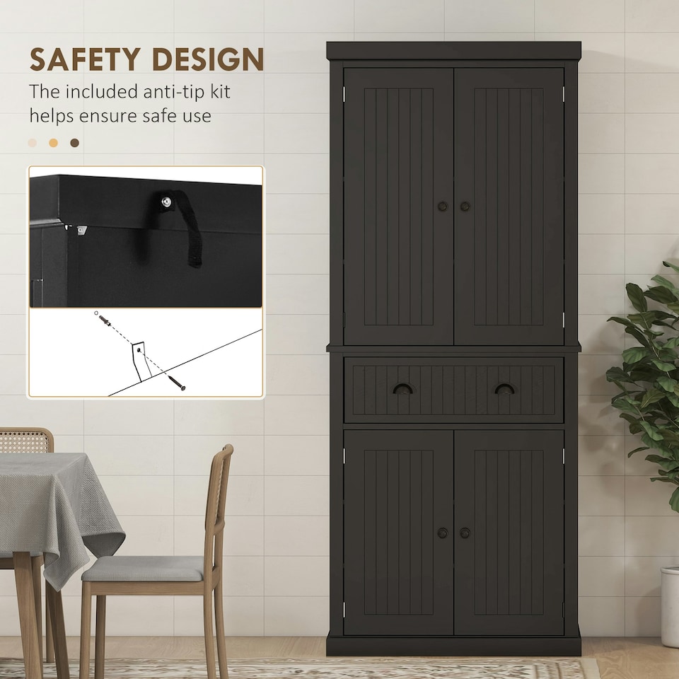 image 1 of HOMCOM Freestanding Kitchen Storage Cabinet Drawers Cupboards Shelves Black
