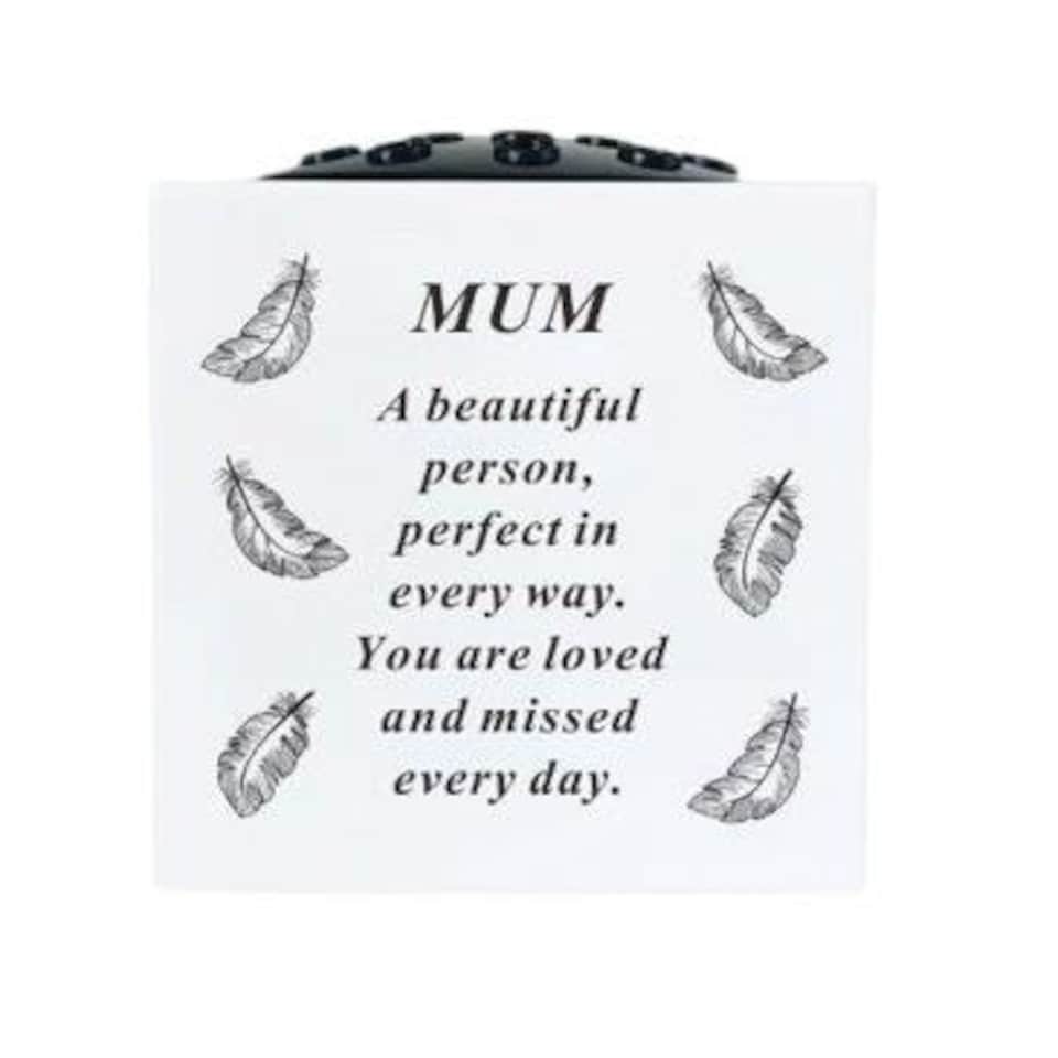 David Fischhoff Feather Grave Vase 14.5 x 14.5cm - Mum | White