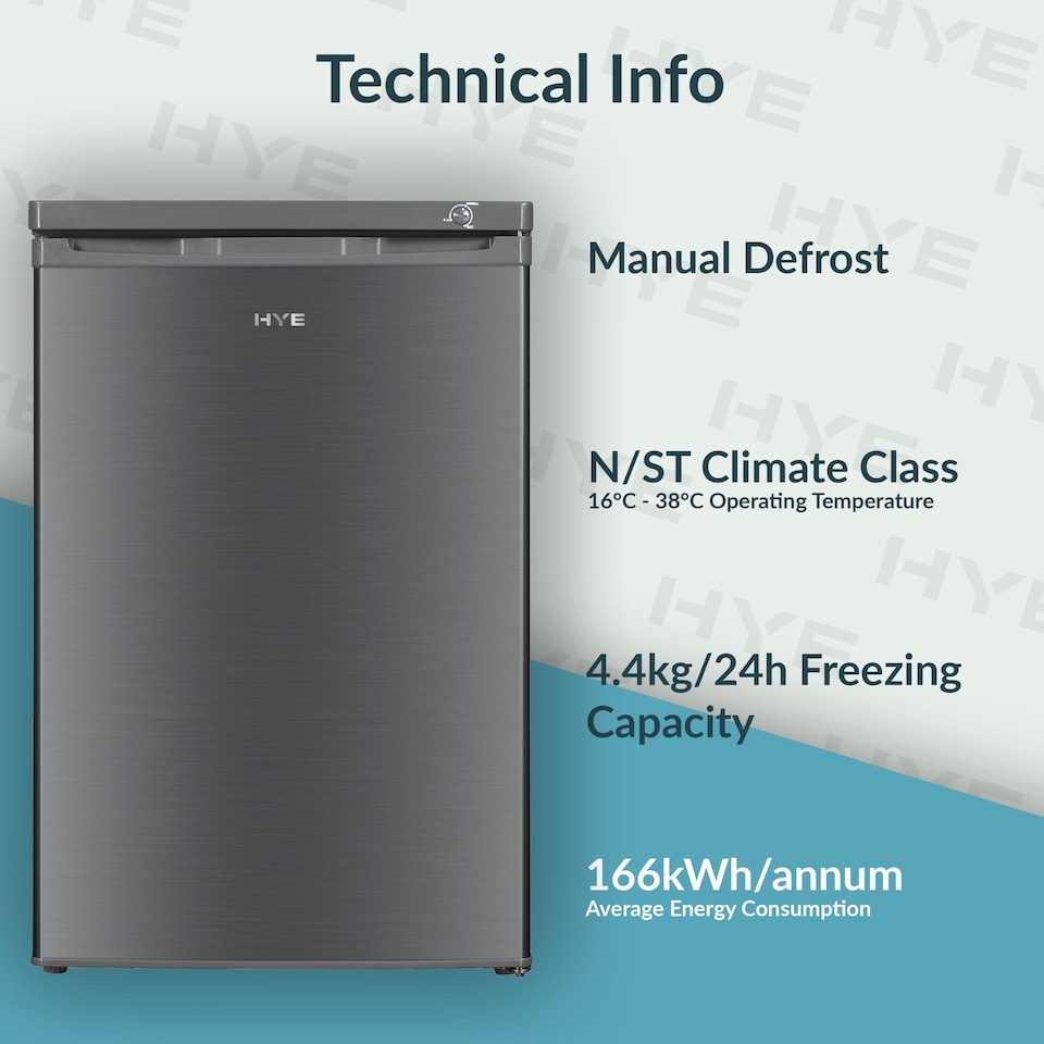 image 1 of HYE Under Counter Freezer 91 Litre 55cm Freestanding - Silver - RF01UCFR91S01