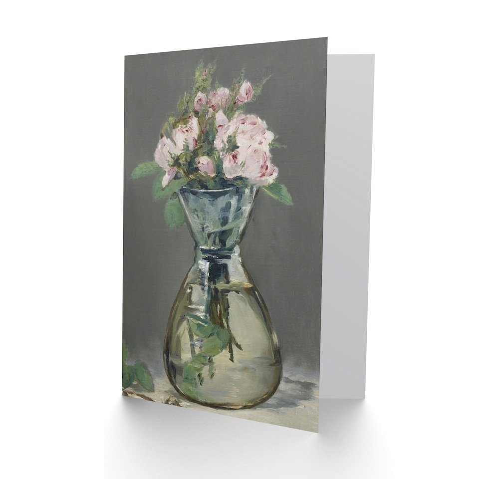 image 1 of Edouard Manet Moss Roses In Vase 1882 Painting Floral Greeting Card