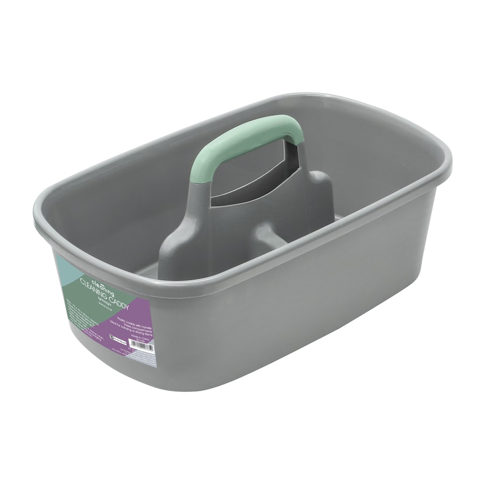 image 1 of JVL Cleaning Caddy Set with Soap Dispensing Dish Brush, Scrubbing Brush, Microfibre Cloth, Microfibre Cleaning Mitt & 3 in 1 Window Squeegee Household Cleaning Kit