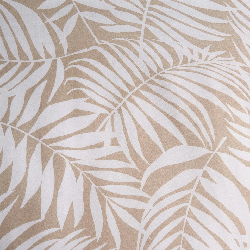 image 1 of OHS Tropical Leaf Print Reversible Plain Duvet Quilt Cover Bedding Set, King - Natural/White