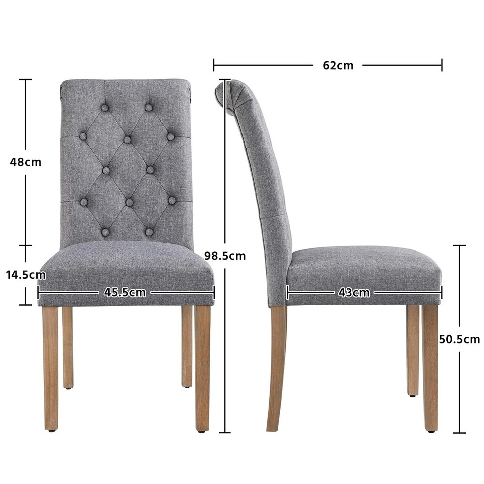 image 1 of Yaheetech Set of 2 Classic PU Leather Dining Chairs Grey | Dark Grey