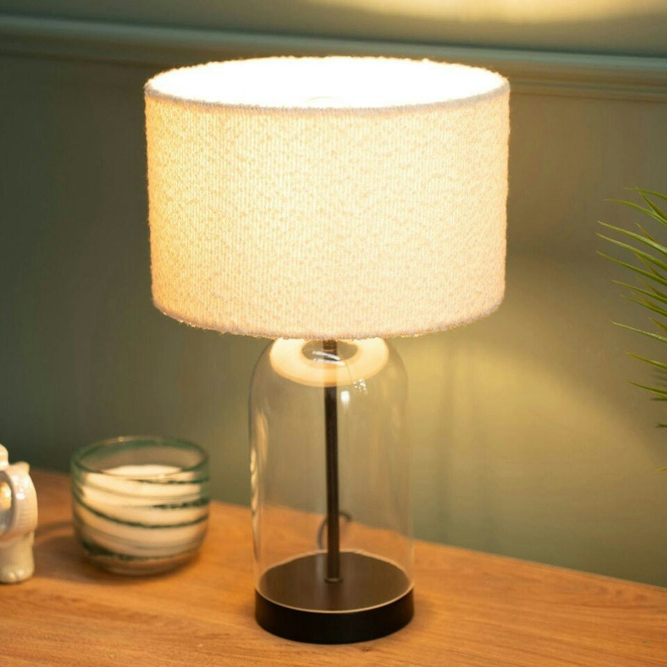 image 1 of ValueLights Jessy Glass and Black Metal Table Lamp Base