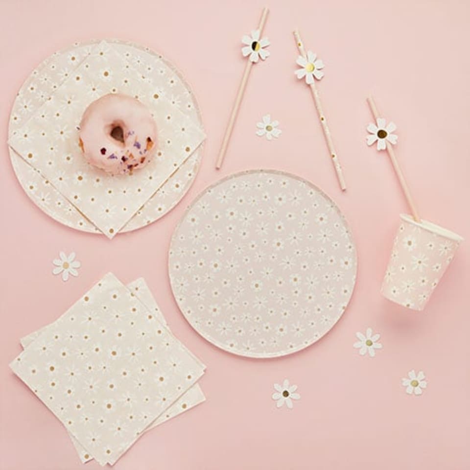 image 1 of Gold Foiled White Daisy Shaped Table Confetti Scatter 10g
