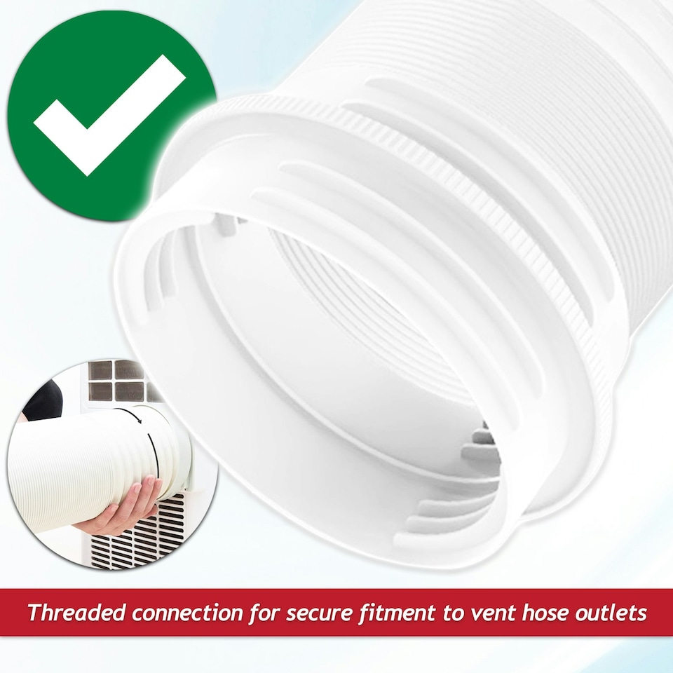 image 1 of SPARES2GO Vent Outlet Hose Connector Coupler Threaded Air Con Cooker Hood Hydroponics Duct Pipe Extension Ring (5" / 5.9") White