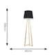 image 3 of ValueLights Lottie Natural Wood Tripod Floor Lamp with Black Fabric Tapered Shade and LED Bulb