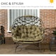 image 3 of Outsunny Egg Chair Outdoor, 2 Seater Folding Weave Garden Furniture Chair with Cushion, Cup Pockets for Patio Balcony - Khaki