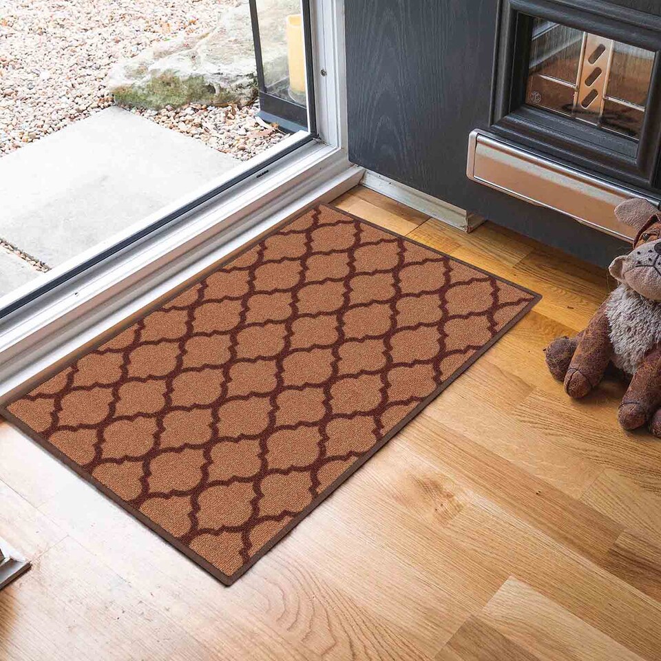 image 1 of Machine Washable Trellis Design Anti Slip Doormats - Runners