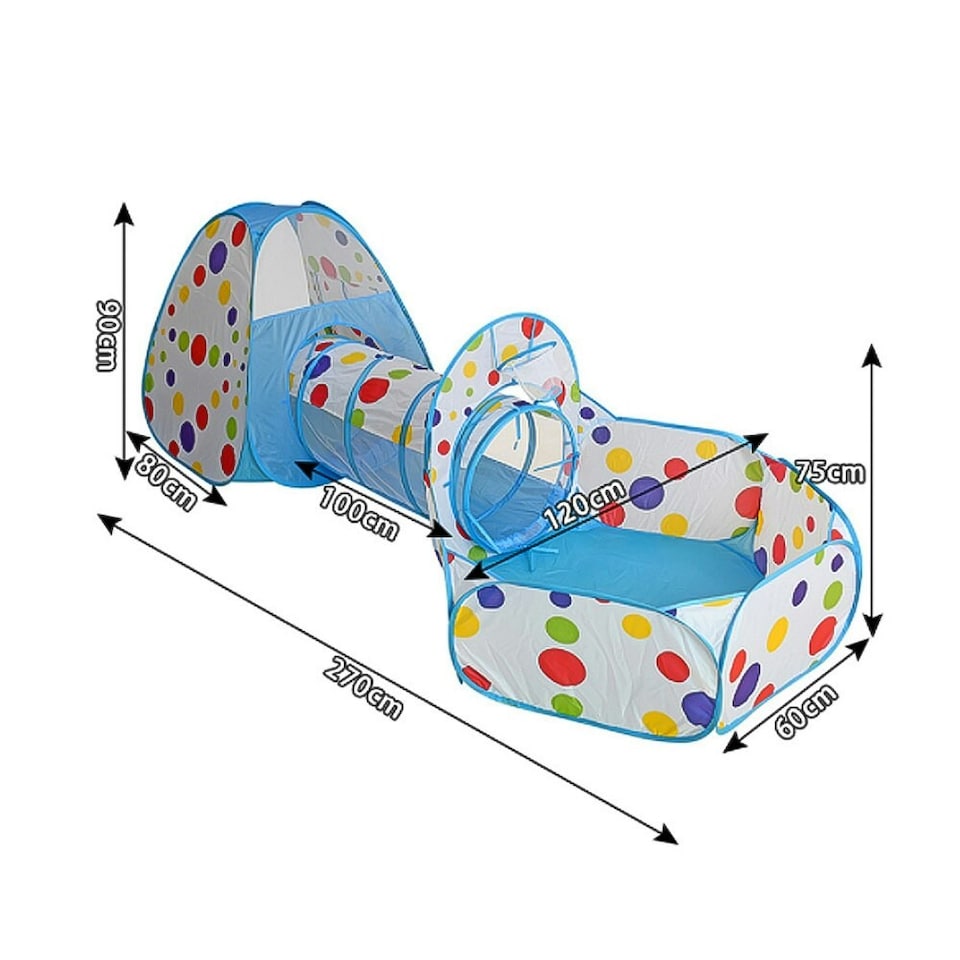 image 1 of Living and Home 3-in-1 Play Tent Set for Kids ball pool tunnel & tent | Multi