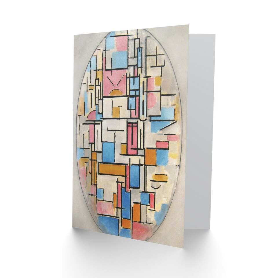 image 1 of Piet Mondrian Art Card Composition in Oval with Colour Planes