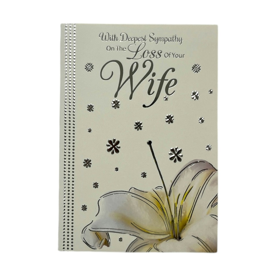 image 1 of Loss Of Wife White Lily Flower Design Sympathy Card