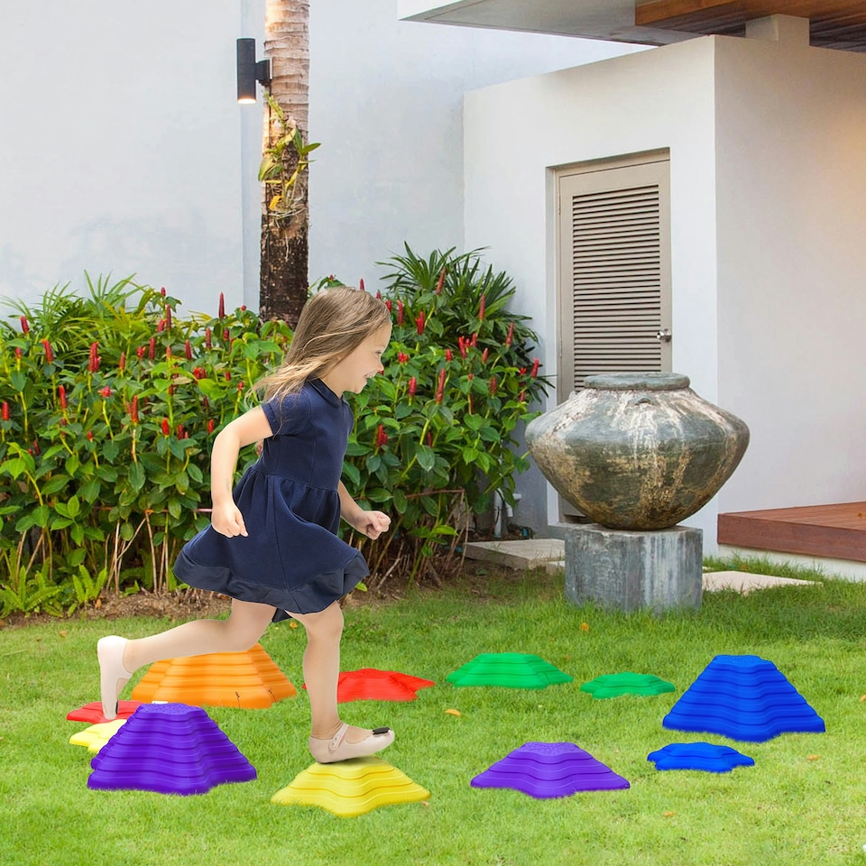 image 1 of Outsunny 11-Piece Balance Stepping Stones Non-Slip Obstacle Course for Kids