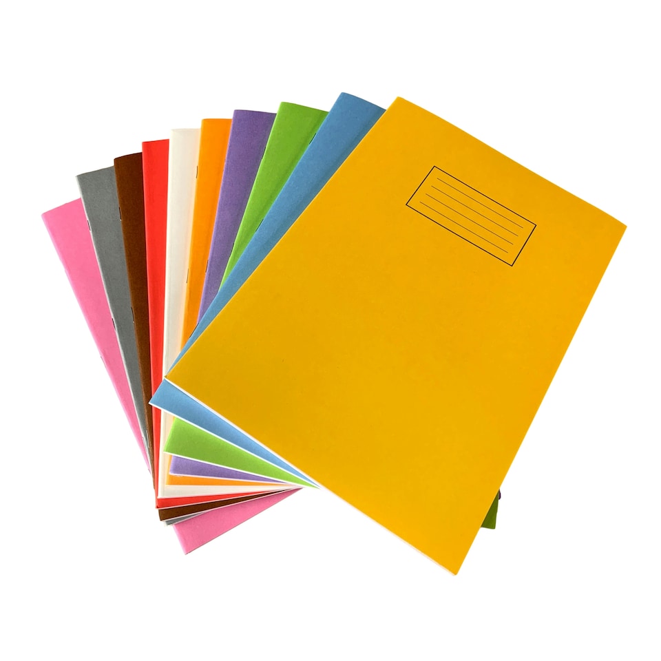 image 1 of Pack of 10 Janrax A4 Assorted 80 Pages Feint and Ruled Exercise Books