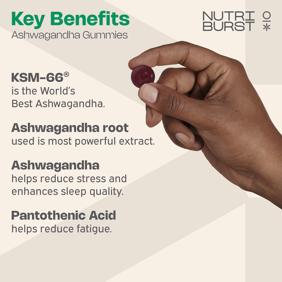 image 1 of NUTRIBURST ASHWAGANDHA KSM-66 60 GUMMIES