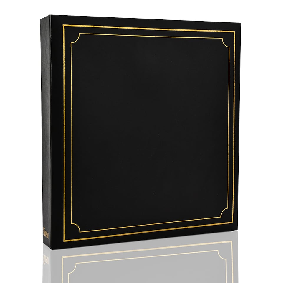 image 1 of ARPAN Large Slip In Photo Album Holds 500 Photos 6x4" (10x15cm) – Gold Stamp Padded Cover Photo Album – Black Memory Book for Family, Wedding & Travel Pictures