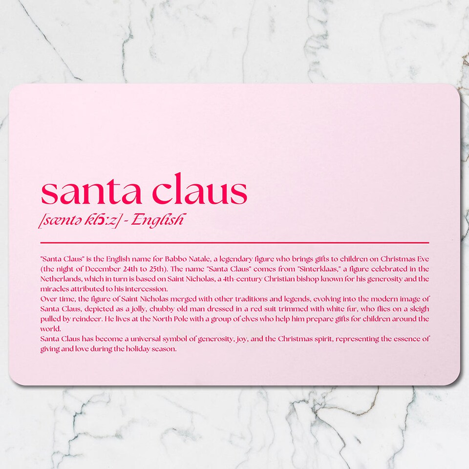 image 1 of Pink Santa Claus Themed Placemat And Coaster Set For Holiday Table
