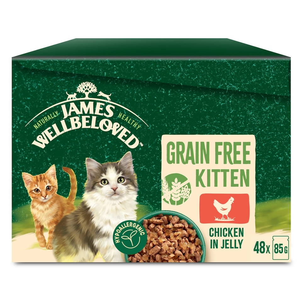 image 1 of James Wellbeloved Grain Free Kitten Wet Cat Food Pouches Chicken in Jelly 48 x 85g