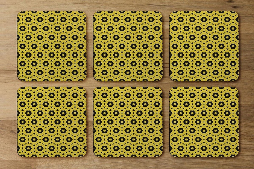 image 1 of Yellow & Black Geometric Pattern (Coaster)