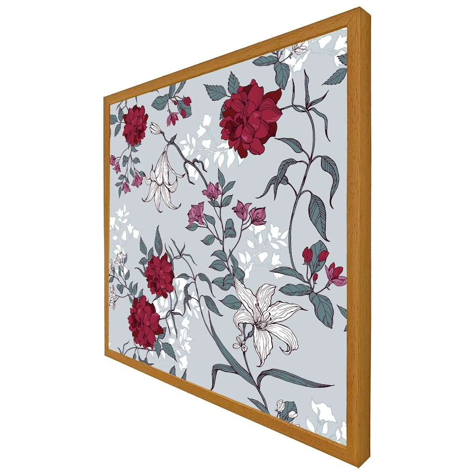 image 1 of Red & white winter floral (Picutre Frame) White | XS
