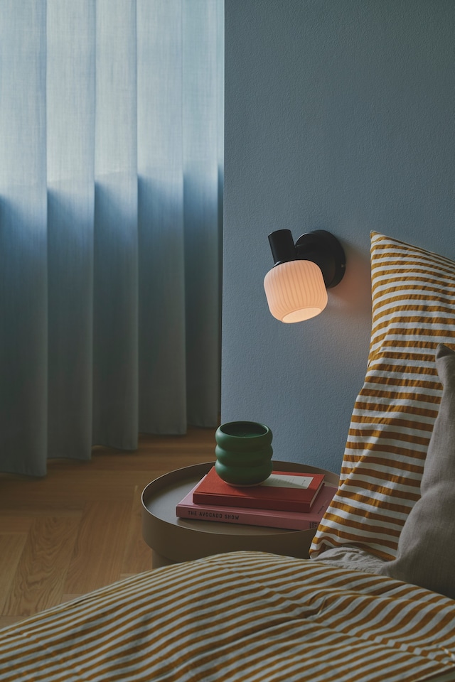 image 1 of Nordlux Milford Indoor Wall Light Black Glass Sensor E14 Ribbed - Plug In or Mains Powered , IP20 | Black | Black