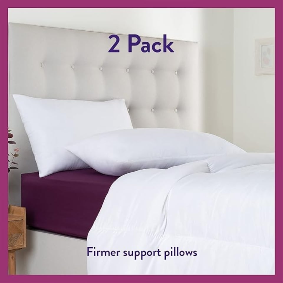 image 1 of Slumberdown Feels like Down Super Support Pillow, Firm Support, 2 Pack