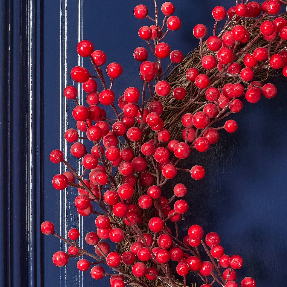 image 1 of OHS Artificial Flower Wreath Door Wall Home Party Table Decorations Winter Spring | Red