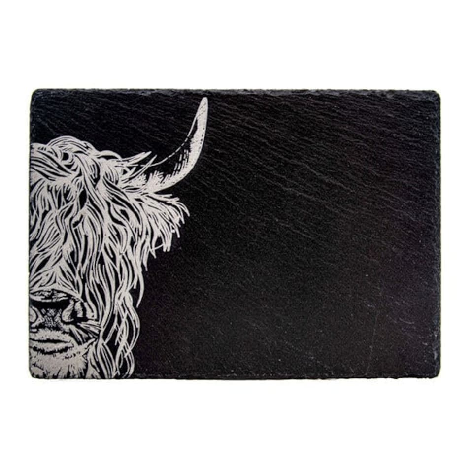 image 1 of The Just Slate Company Highland Cow Slate Cheese Board