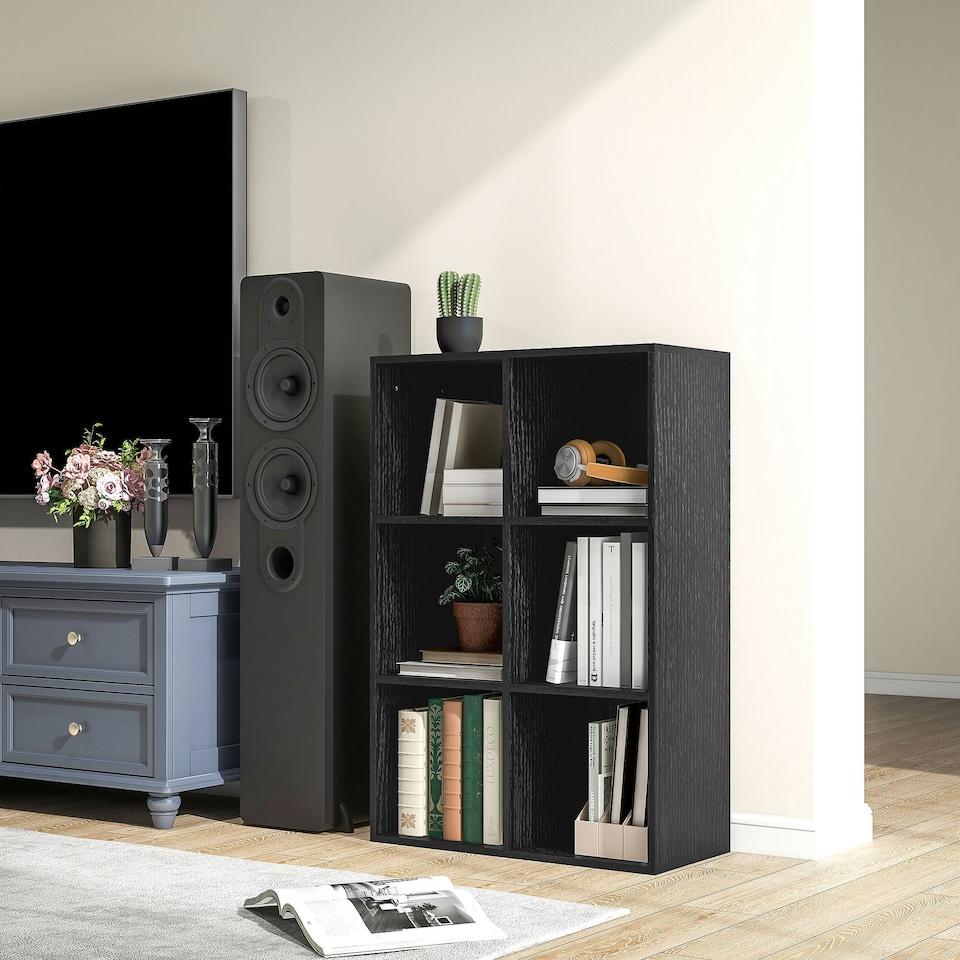 image 1 of HOMCOM Cubic Cabinet Bookcase Storage Shelves for Home Office, Black