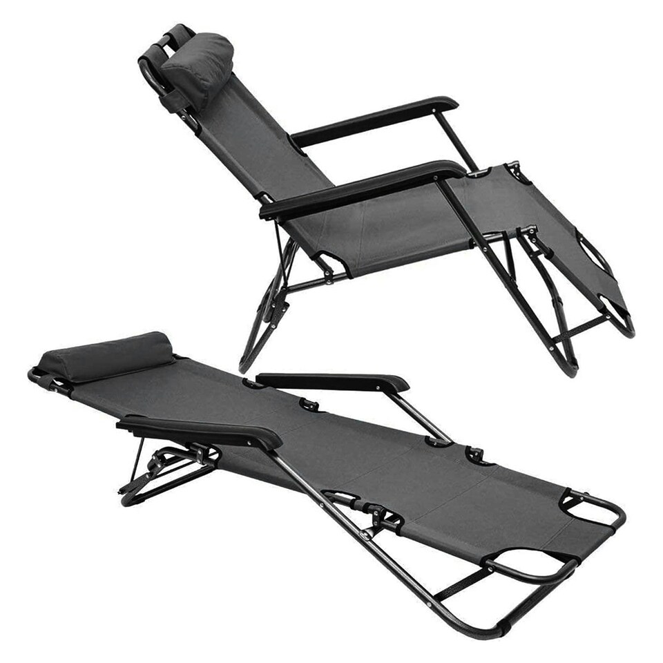 image 1 of Neo Grey Pair of 2 In 1 Sun Lounger Chairs Set | Multi