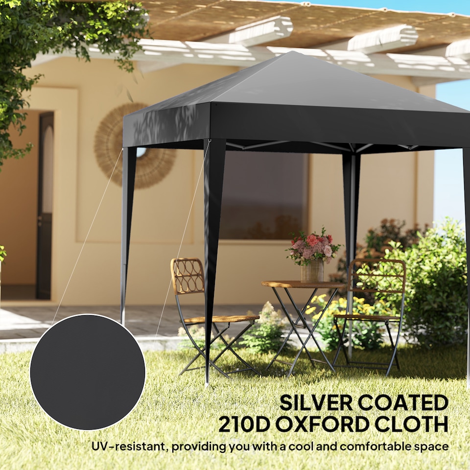 image 1 of Outsunny 2 x 2 m Garden Pop Up Gazebo, Wedding Party Tent Marquee, Water Resistant Awning Canopy with Sidewalls, Windows, Carry Bag, Black