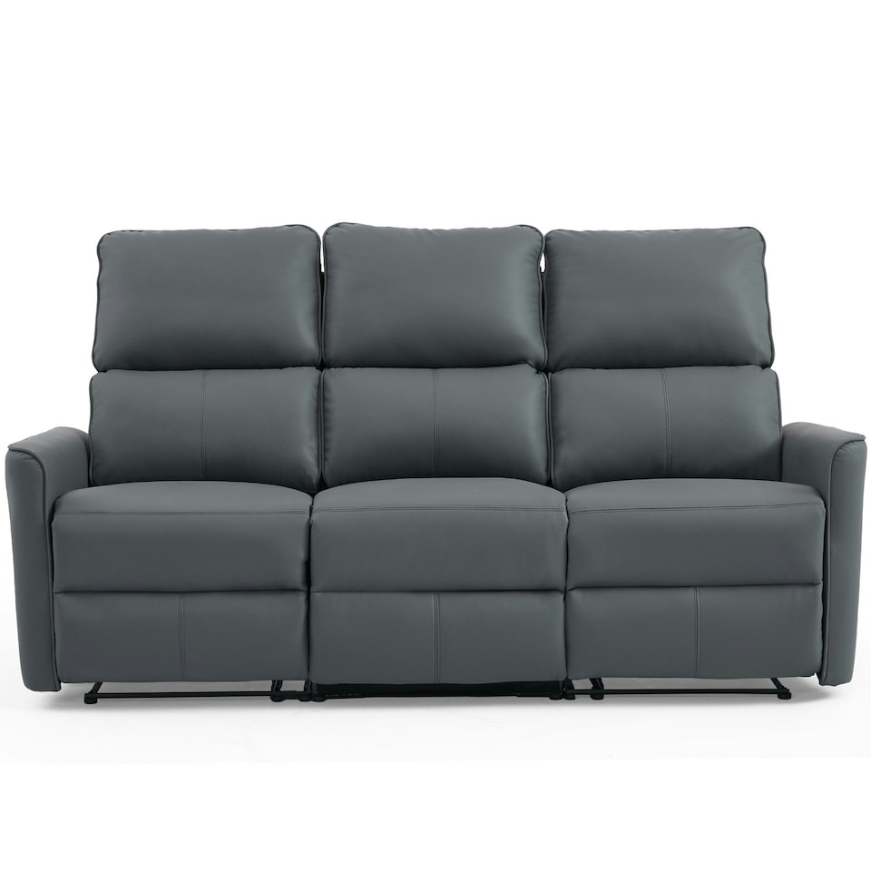 image 1 of Madrid 3 Seater Manual Recliner Air Leather Sofa Grey