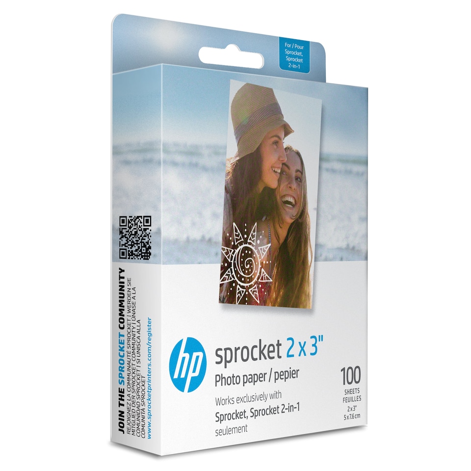 image 1 of 100 Sheets -HP Sprocket 2"x3" Premium Zink Sticky Back Photo Paper
